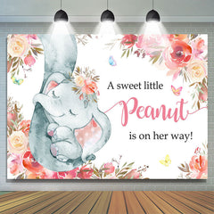 Toile de fond de douche de bébé floral rose mignon bébé éléphant