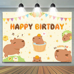 Mignon ours canards étoile ballon drapeau anniversaire toile de fond
