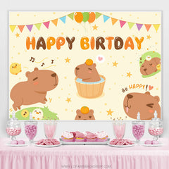 Mignon ours canards étoile ballon drapeau anniversaire toile de fond