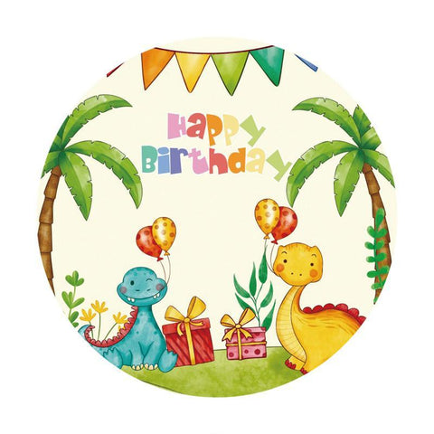 Ballons De Dinosaures Mignons Cercle Joyeux Anniversaire Toile De Fond Ballons De Dinosaures Mignons Cercle Joyeux Anniversaire Toile De Fond