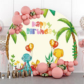 Ballons De Dinosaures Mignons Cercle Joyeux Anniversaire Toile De Fond