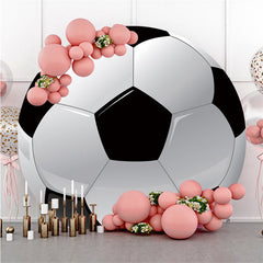 Toile de fond ronde sur le thème du football mignon pour fête d'anniversaire