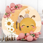 Toile De Fond Floral Rond De Baby Shower De Petite Abeille Et Lune Mignonne