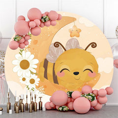 Toile De Fond Floral Rond De Baby Shower De Petite Abeille Et Lune Mignonne