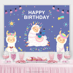 Toile de fond d'anniversaire du festival violet lama rose mignon