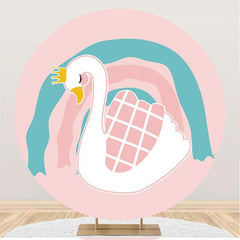 Toile de fond ronde mignonne de cygne rose pour la fête de naissance de fille