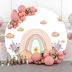 Ciel mignon avec toile de fond ronde simple arc-en-ciel pour l'événement