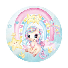 Toile De Fond De Cercle De Baby shower Rose Étoile Licorne Mignonne