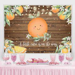 Toile de fond orange en bois rustique Cutie pour baby shower