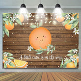 Toile de fond orange en bois rustique Cutie pour baby shower