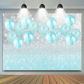 Cyan Glitter Balloon Bokeh Toile de fond pour la fête d'anniversaire