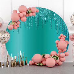 Décoration de fond de fête d'anniversaire ronde à paillettes cyan