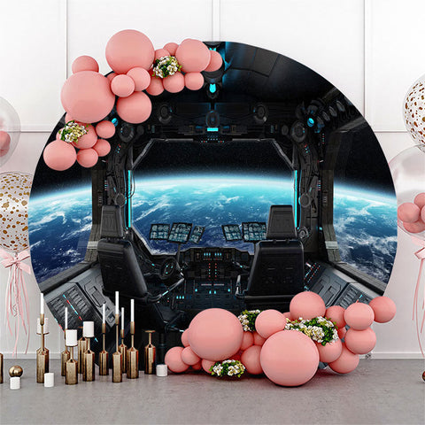 Cyber Spacecraft La toile de fond d'anniversaire du cercle de la Terre Cyber Spacecraft La toile de fond d'anniversaire du cercle de la Terre