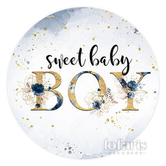 Toile de fond de douche de bébé cercle doux fleur bleu foncé