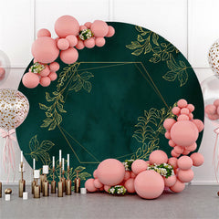 Toile de fond ronde de feuilles dorées vert foncé pour la fête