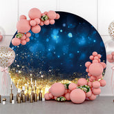 Thème de la nuit noire avec fond rond doré brillant