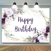 Fond de joyeux anniversaire paillettes fleurs violet foncé