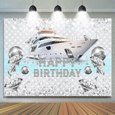 Toile de fond de grand joyeux anniversaire de thème de bateau de diamant