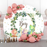 Dinosaure laisse bébé douche toile de fond ronde pour garçon