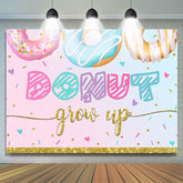 Donut Grow Up Toile de fond d'anniversaire en or rose pour filles