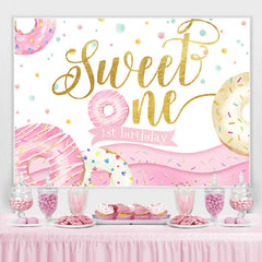 Donut Thème Doré Rose Doux Un Anniversaire Toile de Fond