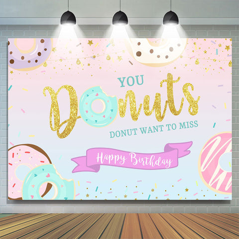 Donut Want to Miss Happy Birthday Toile de fond pour fille Donut Want to Miss Happy Birthday Toile de fond pour fille