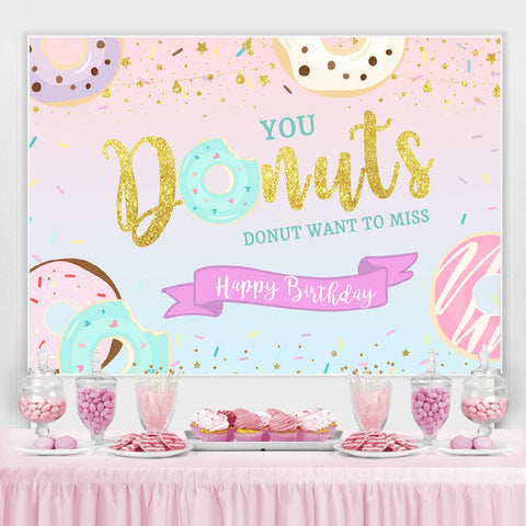 Donut Want to Miss Happy Birthday Toile de fond pour fille Donut Want to Miss Happy Birthday Toile de fond pour fille