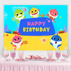 Dessin de fond de bande dessin¨¦e de joyeux anniversaire de requin pour la f¨ºte des enfants