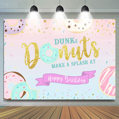 Dunk Donut Glitter Joyeux Anniversaire Toile de Fond Pour Fille