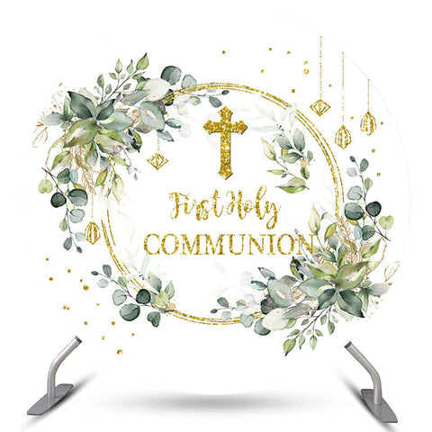 Première toile de fond de baptême de cercle de croix de sainte communion Première toile de fond de baptême de cercle de croix de sainte communion