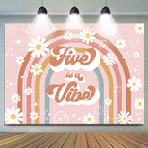 Five Is A Vibe Rainbow Floral 5e anniversaire Toile de fond