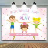 Flip Tumble Jump And Play Spots Toile de fond d'anniversaire pour enfants