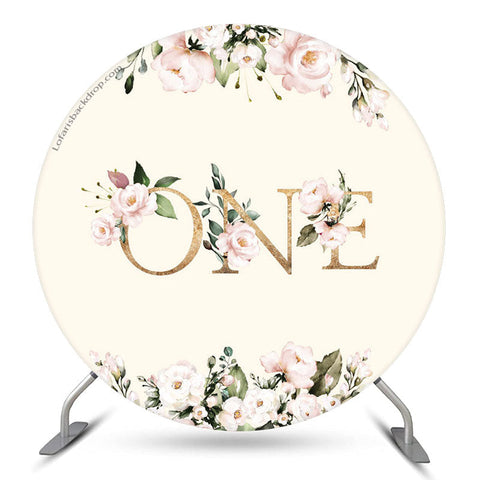 Couverture de toile de fond ronde de fête d'anniversaire florale 1st Couverture de toile de fond ronde de fête d'anniversaire florale 1st