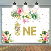 Floral et paillettes Hawaii joyeux 1er anniversaire toile de fond