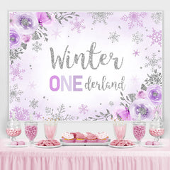 Toile de fond hiver 1 flocon de neige violet floral et scintillant
