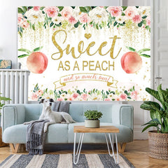 Toile de fond de douche de bébé pêche douce florale et scintillante