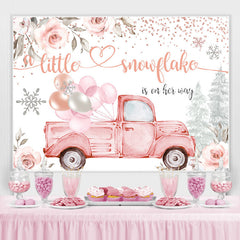 Toile de fond de douche de bébé floral et charmant camion pour fille
