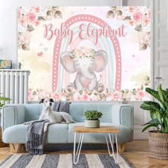Toile de fond de douche de bébé éléphant floral et rose
