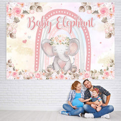 Toile de fond de douche de bébé éléphant floral et rose
