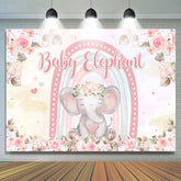 Toile de fond de douche de bébé éléphant floral et rose