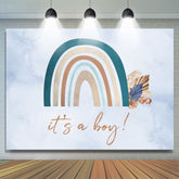 Toile de fond de douche de bébé floral et arc-en-ciel bleu clair pour garçons