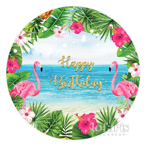 Floral Beach Et Flamigo Joyeux Anniversaire Toile De Fond Ronde Floral Beach Et Flamigo Joyeux Anniversaire Toile De Fond Ronde