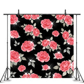 Toile de fond photo à paillettes noires florales pour décor de fête