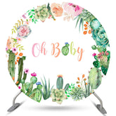 Floral Cactus Oh Baby Toile de fond ronde pour baby shower