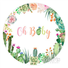 Floral Cactus Oh Baby Toile de fond ronde pour baby shower