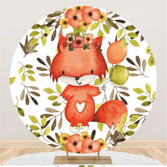 Ballon de renard mignon floral, feuilles de fond de fête rondes