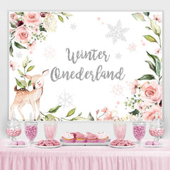 Toile de fond florale fauve hiver Onederlan pour baby shower
