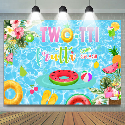 Piscine de fruits floraux Joyeux 2ème anniversaire Toile de fond Piscine de fruits floraux Joyeux 2ème anniversaire Toile de fond