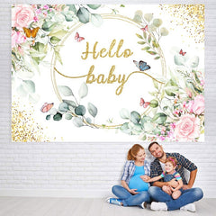 Toile de fond de douche de bébé thème papillon paillettes florales