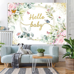 Toile de fond de douche de bébé thème papillon paillettes florales